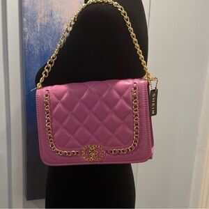 SHEIN Fuchsia Quilted Chain Shoulder Bag